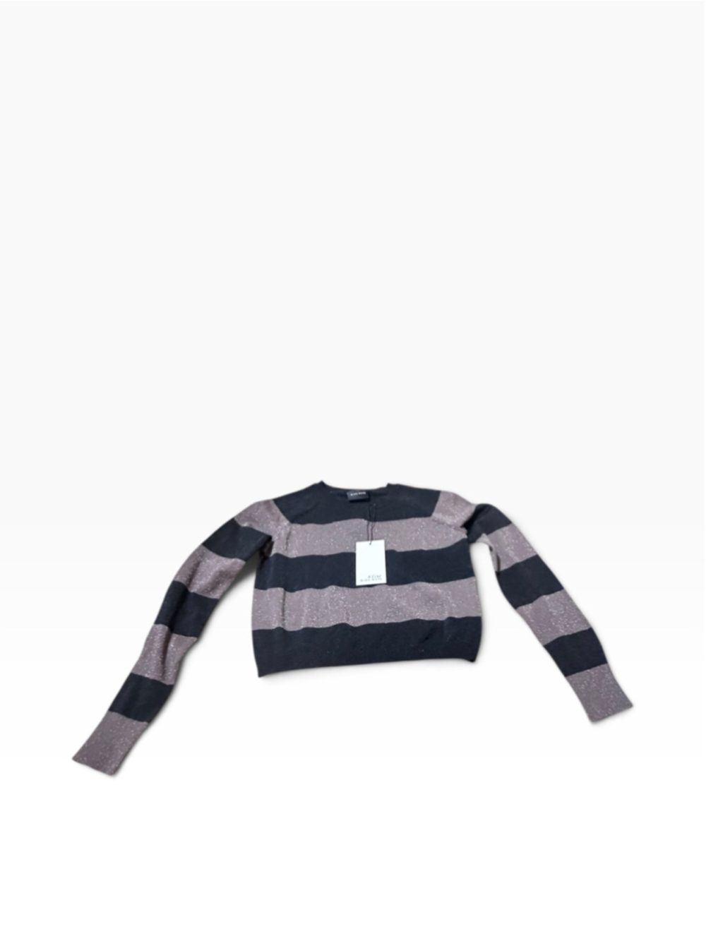 Women's Miou Muse Striped Crew Neck Sweater, Size S, Black and Brown